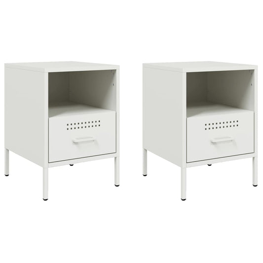 vidaXL Bedside Cabinets 2 pcs White 36x39x50,5 cm Steel