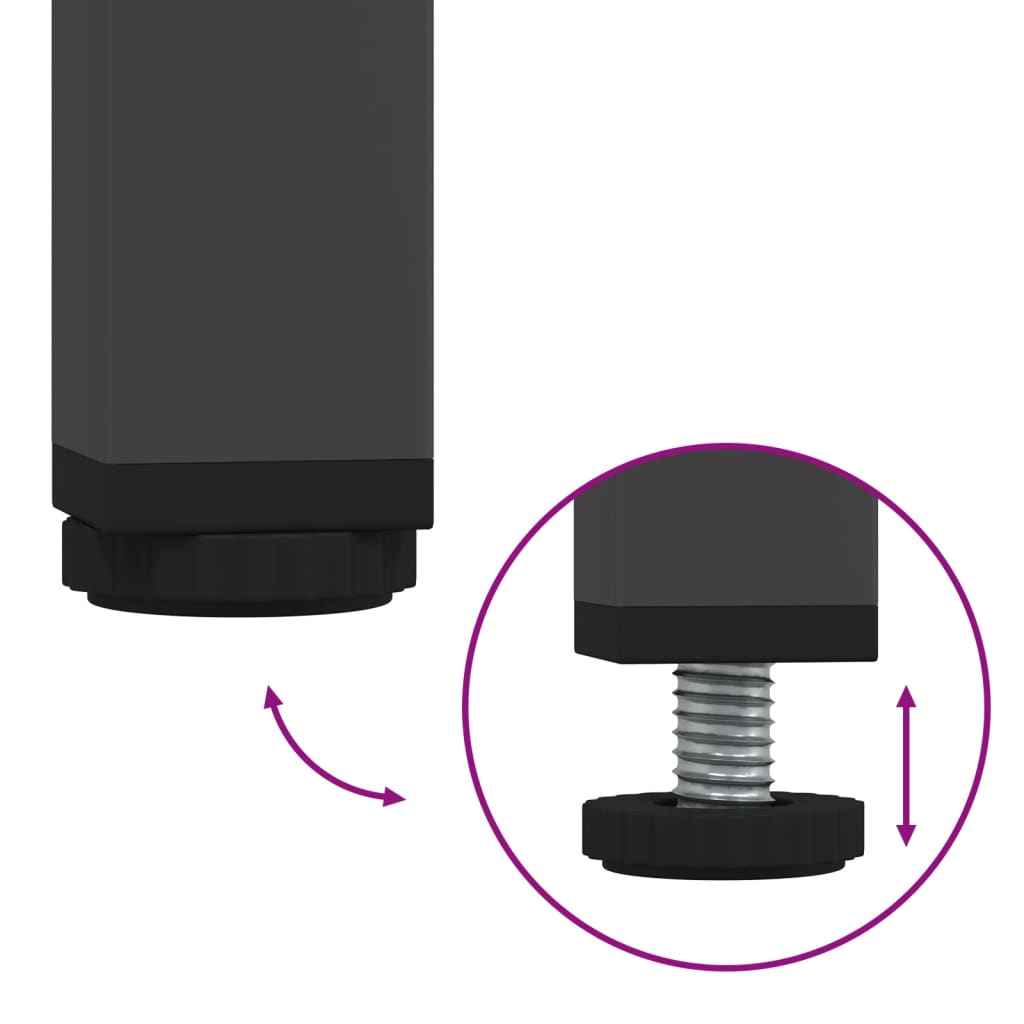 vidaXL Bedside Cabinet | Set of 2 | Black | Cold-rolled steel | Adjustable Feet