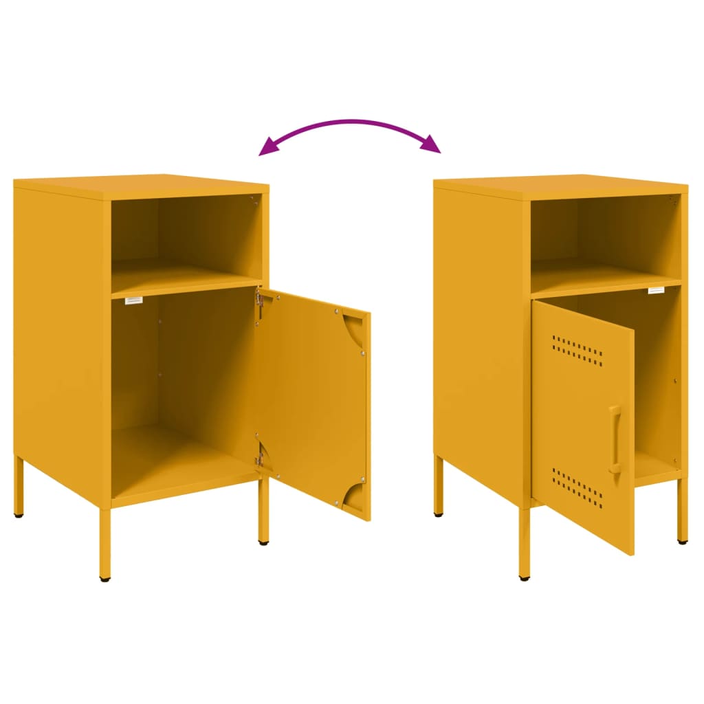 vidaXL Bedside Cabinets 2 pcs Mustard Yellow 36x39x68 cm Steel