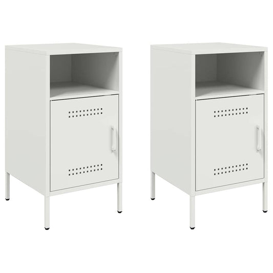vidaXL Bedside Cabinets 2 pcs White 36x39x68 cm Steel