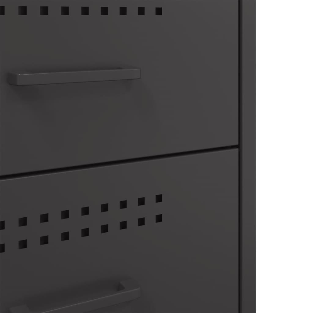 vidaXL Bedside Cabinets 2 pcs Black 36x39x68 cm Steel