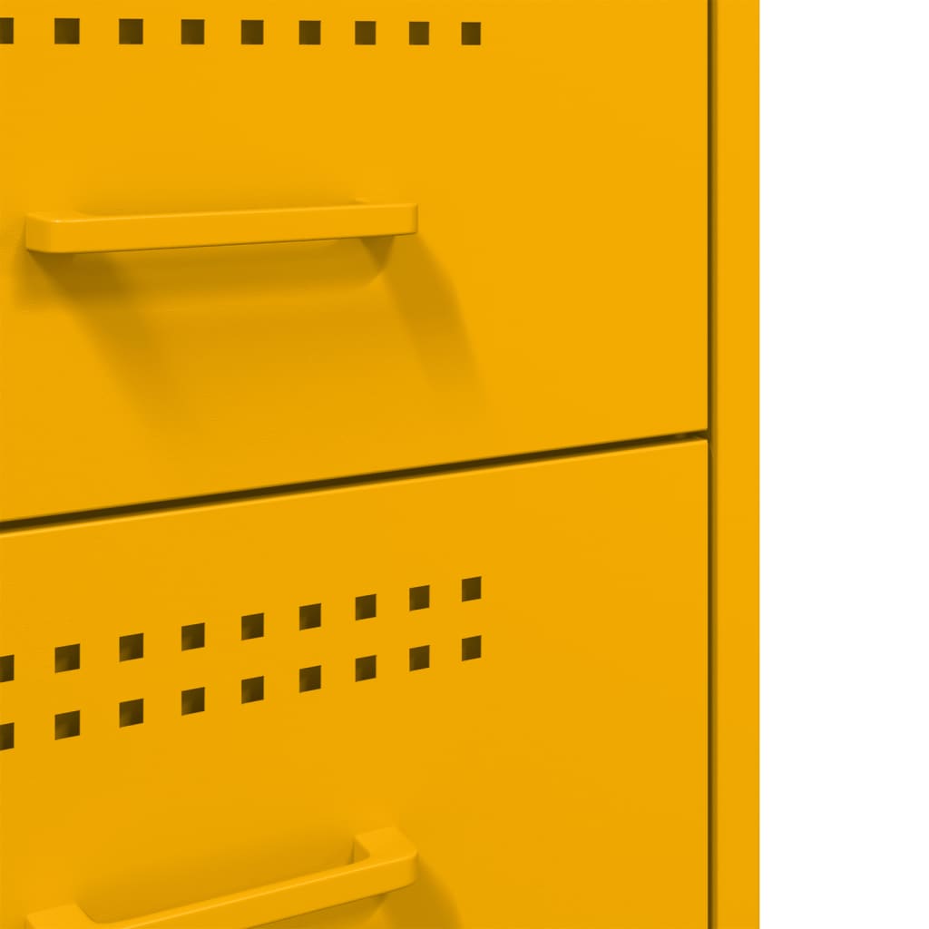 vidaXL Bedside Cabinets 2 pcs Mustard Yellow 36x39x68 cm Steel