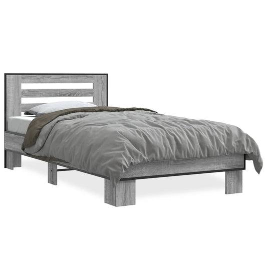 vidaXL Bed Frame | Grey Sonoma | Engineered wood, metal | Single