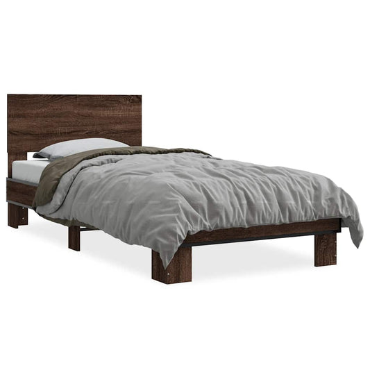 vidaXL Bed Frame | Brown Oak | Engineered wood | Single | Modern | Bed Frame