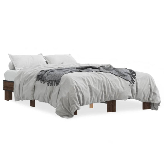 vidaXL Bed Frame without Mattress Brown Oak 135x190 cm