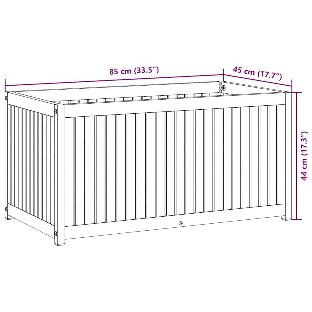 vidaXL Garden Planter 85x45x44 cm Solid Wood Acacia and Steel