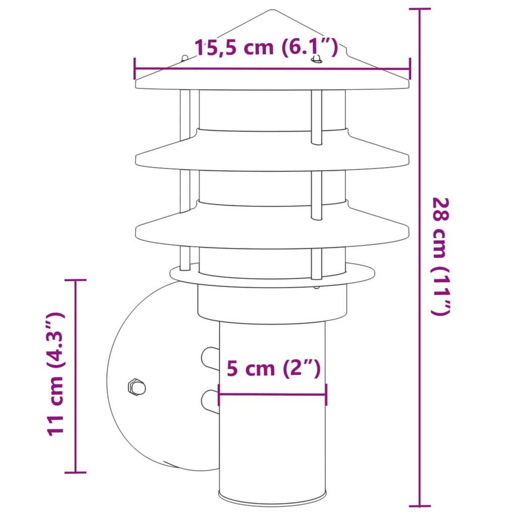 vidaXL Outdoor Wall Lights 2pcs Silver Stainless Steel