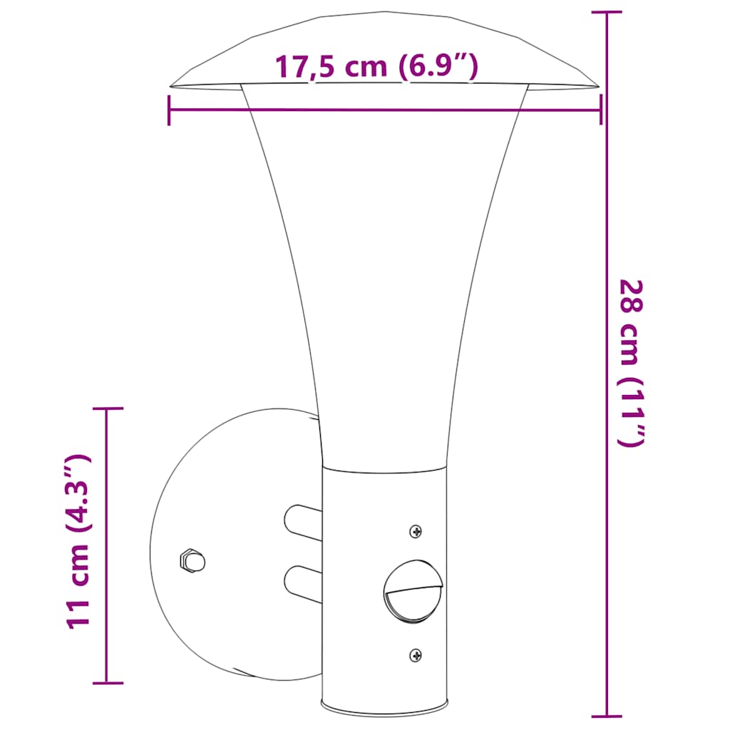 vidaXL Outdoor Wall Lights with Sensors 2pcs Black Stainless Steel