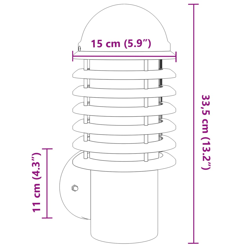 vidaXL Outdoor Wall Lights 2pcs Silver Stainless Steel