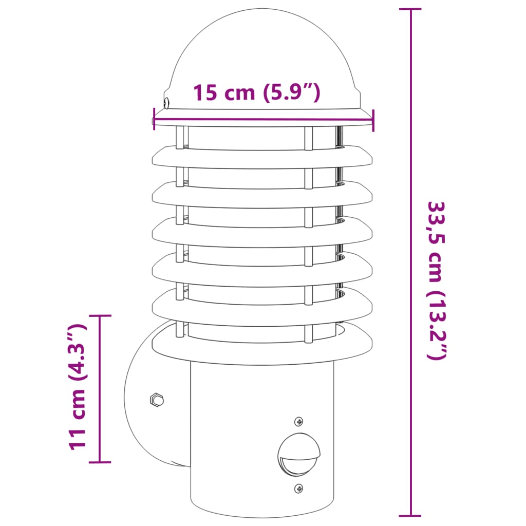 vidaXL Outdoor Wall Lights with Sensors 2pcs Silver Stainless Steel