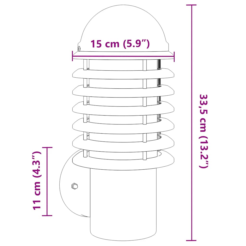 vidaXL Outdoor Wall Light Black Stainless Steel
