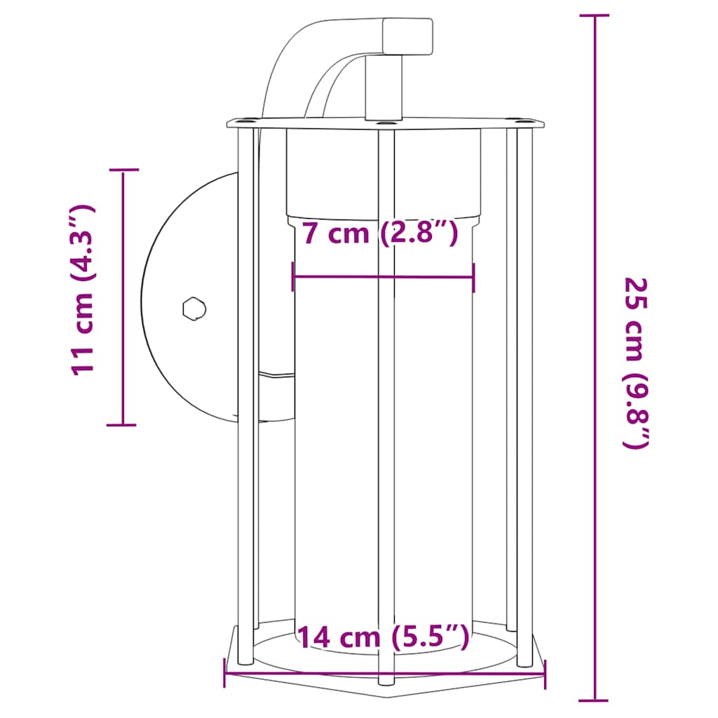 vidaXL Outdoor Wall Light Black Stainless Steel