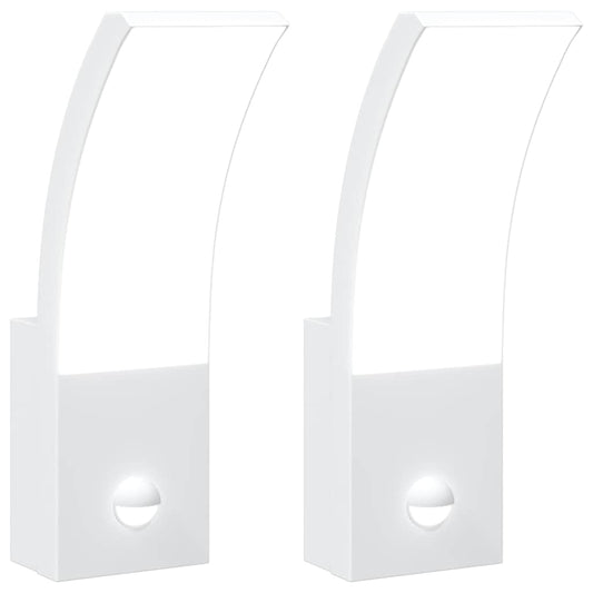 vidaXL Outdoor LED Wall Lights with Sensors 2pcs White Die-cast Aluminium