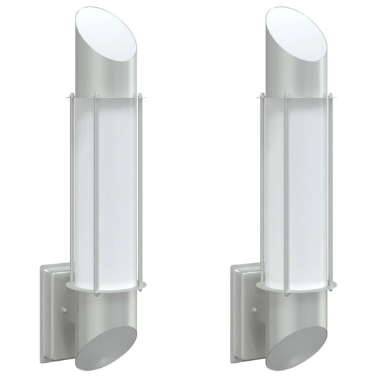 vidaXL Outdoor Wall Lights 2pcs Silver Stainless Steel