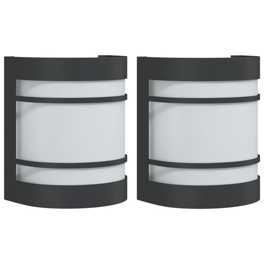 vidaXL Outdoor Wall Lights 2pcs Black Stainless Steel
