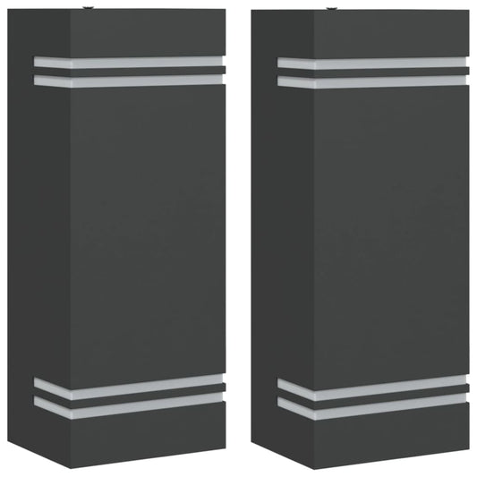 vidaXL Outdoor Wall Lights 2pcs Black Stainless Steel