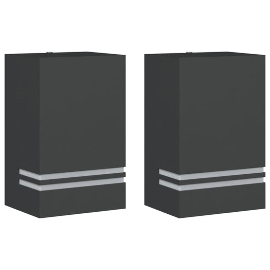 vidaXL Outdoor Wall Lights 2pcs Black Stainless Steel