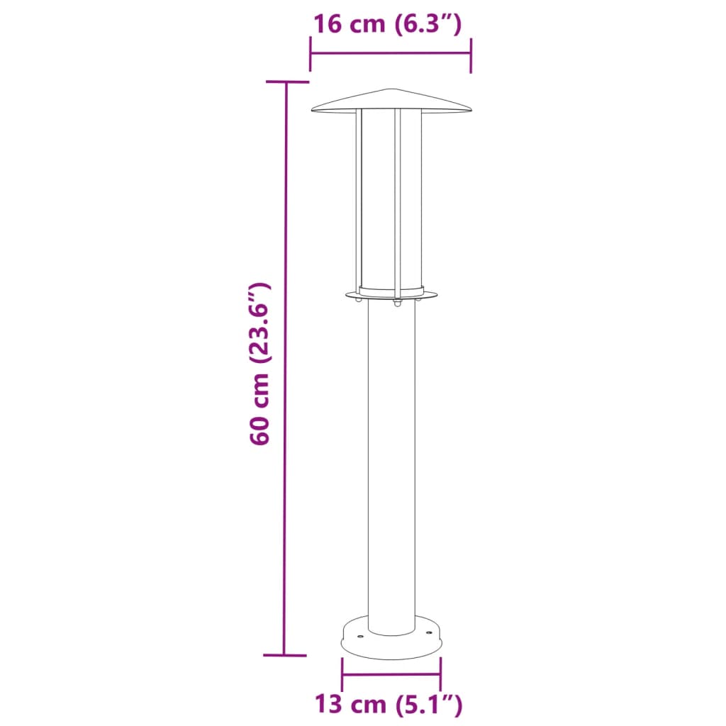 vidaXL Outdoor Floor Lamps 3pcs Silver 60 cm Stainless Steel