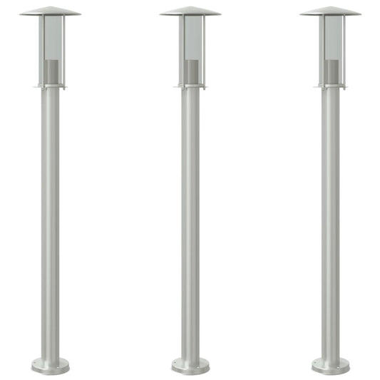 vidaXL Outdoor Floor Lamps 3pcs Silver 100 cm Stainless Steel