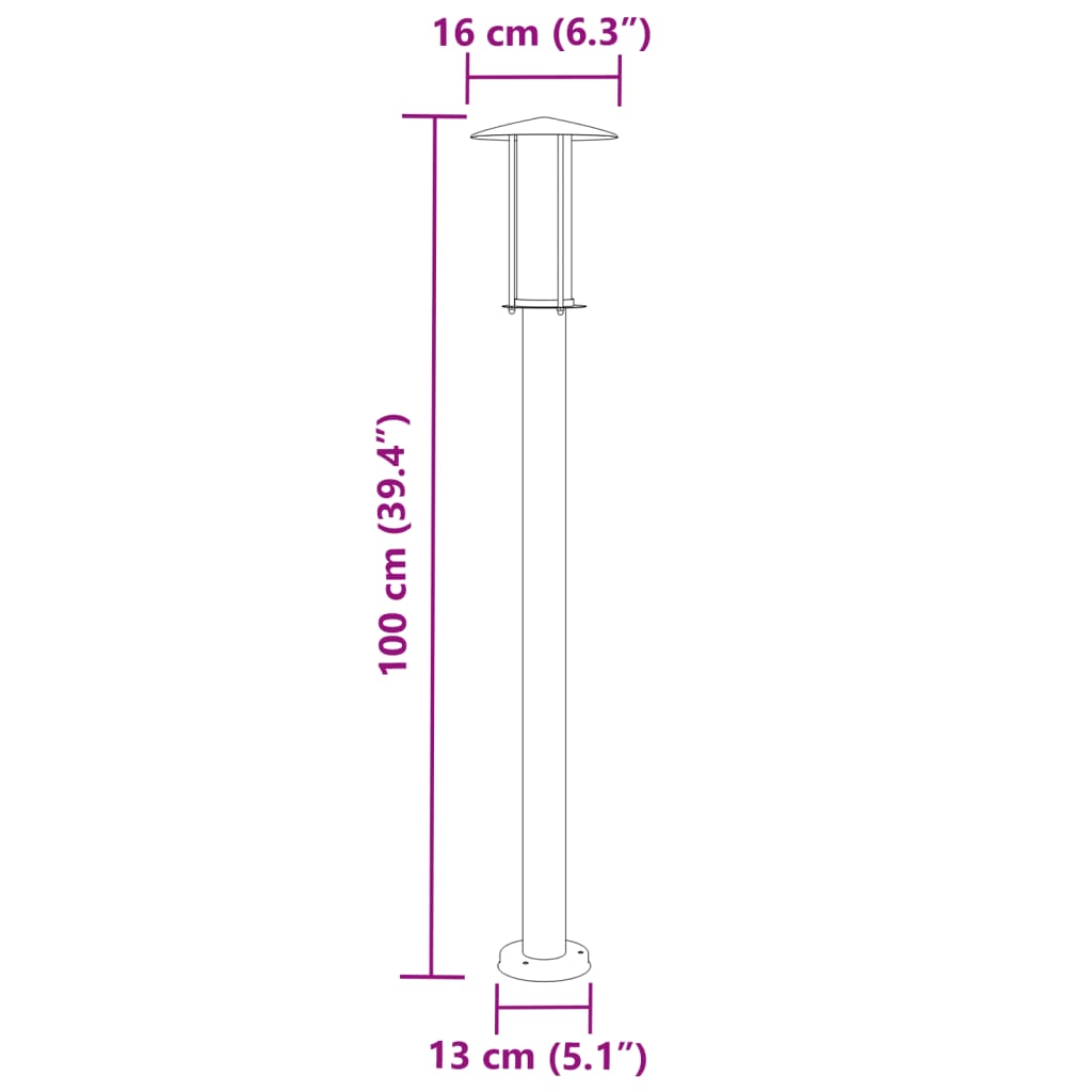 vidaXL Outdoor Floor Lamps 3pcs Silver 100 cm Stainless Steel