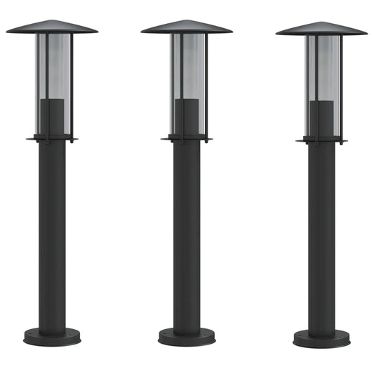 vidaXL Outdoor Floor Lamps 3pcs Black 60 cm Stainless Steel