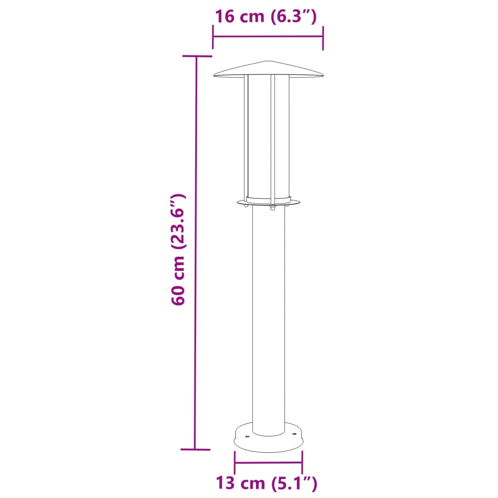 vidaXL Outdoor Floor Lamps 3pcs Black 60 cm Stainless Steel
