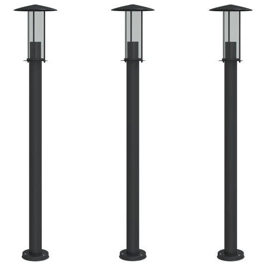 vidaXL Outdoor Floor Lamps 3pcs Black 100 cm Stainless Steel