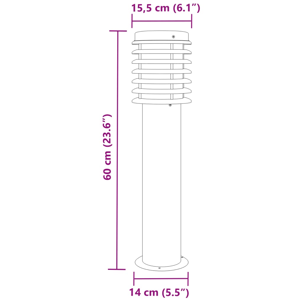 vidaXL Outdoor Floor Lamps 3pcs Silver 60 cm Stainless Steel