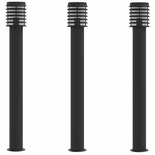 vidaXL Outdoor Floor Lamps 3pcs Black 110cm Stainless Steel