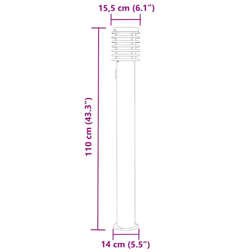 vidaXL Outdoor Floor Lamps with Outlet 3pcs Black 110cm Stainless Steel