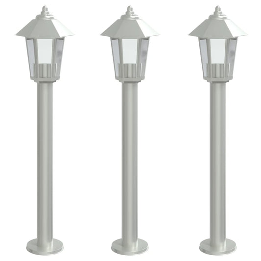 vidaXL Outdoor Floor Lamps 3pcs Silver 80 cm Stainless Steel