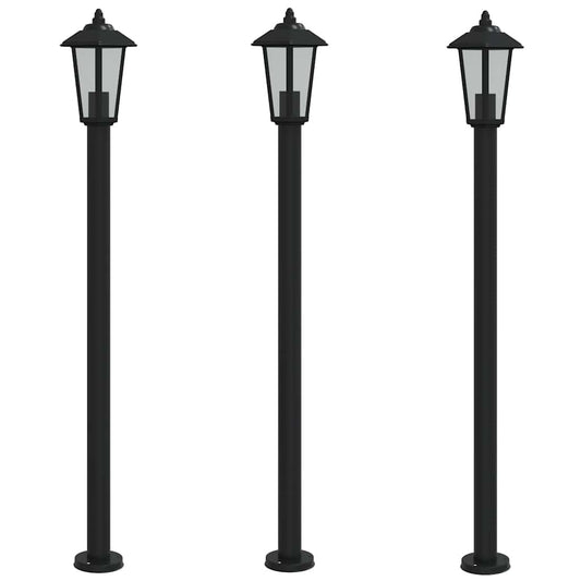 vidaXL Outdoor Floor Lamps 3pcs Black 120 cm Stainless Steel