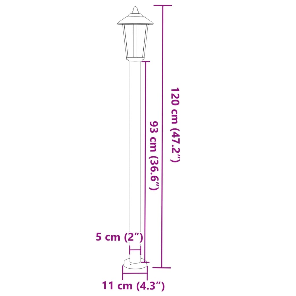 vidaXL Outdoor Floor Lamps 3pcs Black 120 cm Stainless Steel