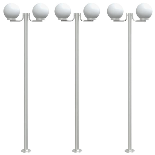 vidaXL Outdoor Floor Lamps 3pcs Silver 215 cm Stainless Steel