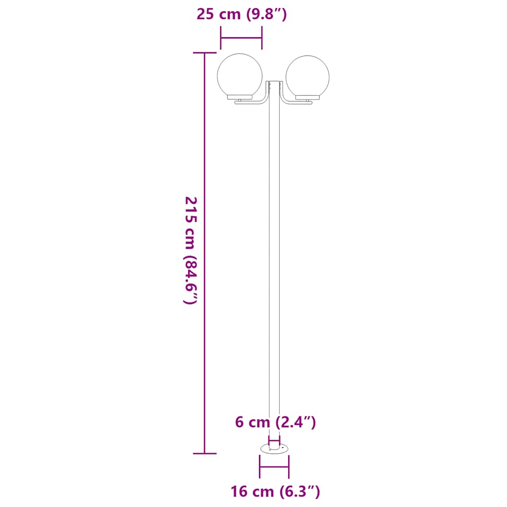 vidaXL Outdoor Floor Lamps 3pcs Silver 215 cm Stainless Steel