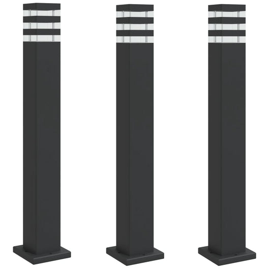 vidaXL Outdoor Floor Lamps 3pcs Black 80 cm Aluminium