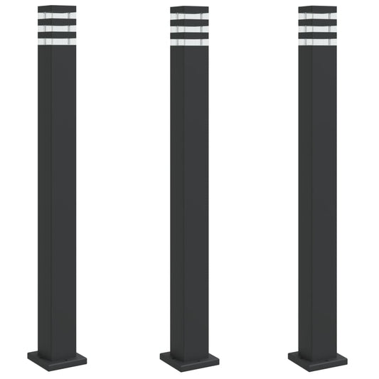 vidaXL Outdoor Floor Lamps 3pcs Black 110 cm Aluminium