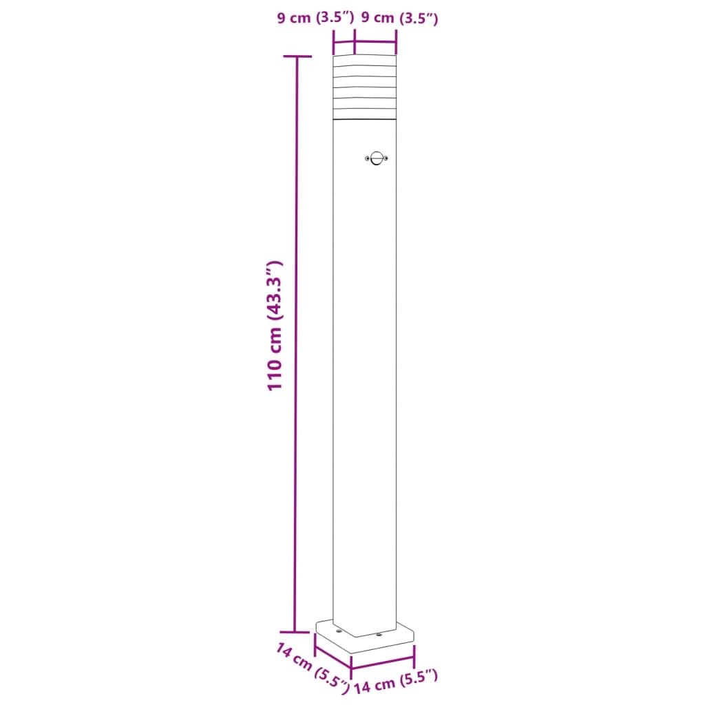 vidaXL Outdoor Floor Lamps with Sensors 3pcs Black 110 cm Aluminium