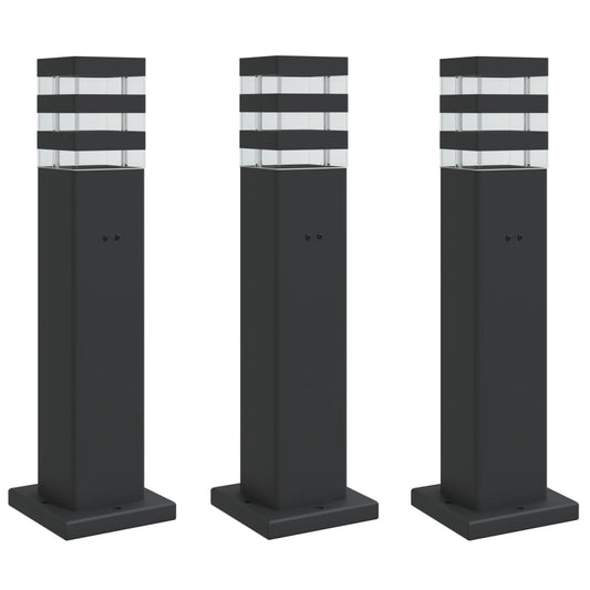 vidaXL Outdoor Floor Lamps with Outlet 3pcs Black 50 cm Aluminium