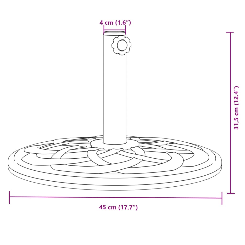 vidaXL Parasol Base for Ø38 / 48 mm Poles 12 kg Round