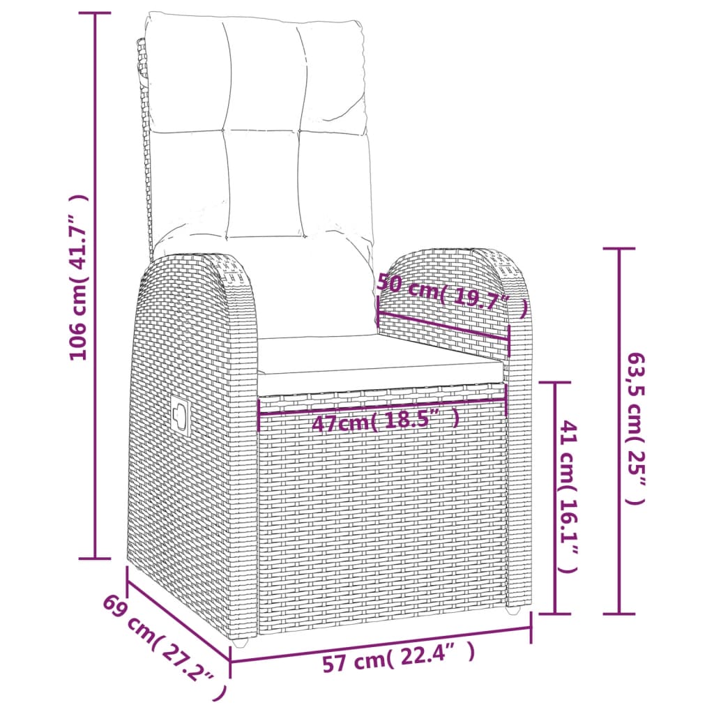 vidaXL Garden Dining Set | Black | Poly Rattan | 10-seater | Removable Covers