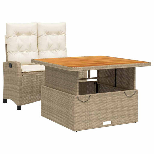 vidaXL 2 Piece Garden Dining Set with Cushions Beige Poly Rattan