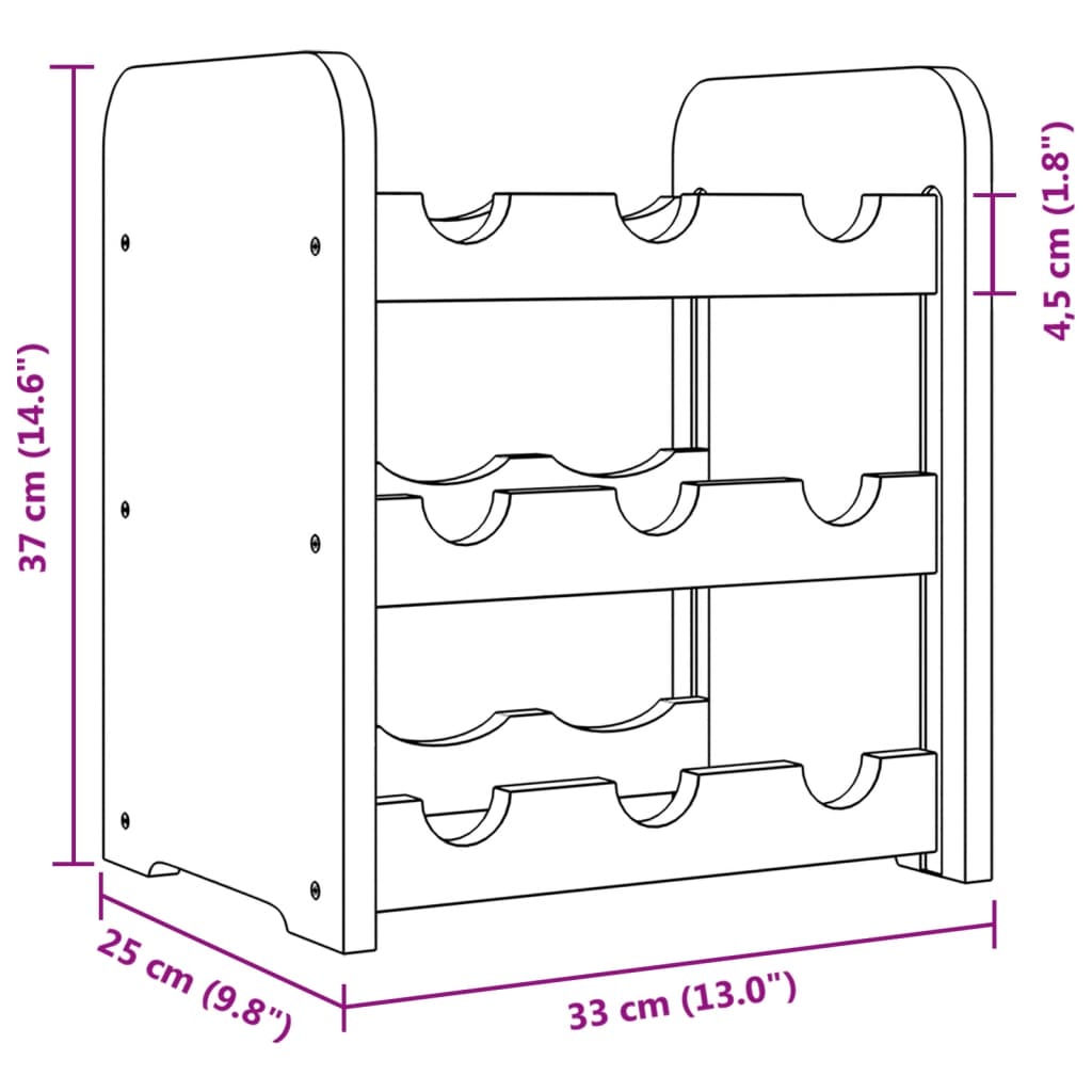 vidaXL Wine Rack 33x25x37 cm Solid Wood Pine