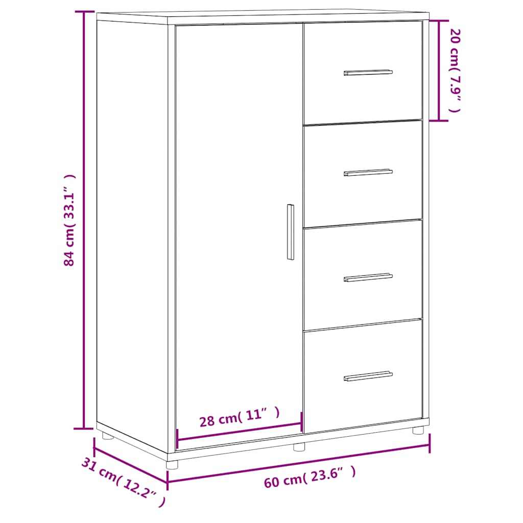 vidaXL Sideboards 2 pcs Grey Sonoma 60x31x84 cm Engineered Wood