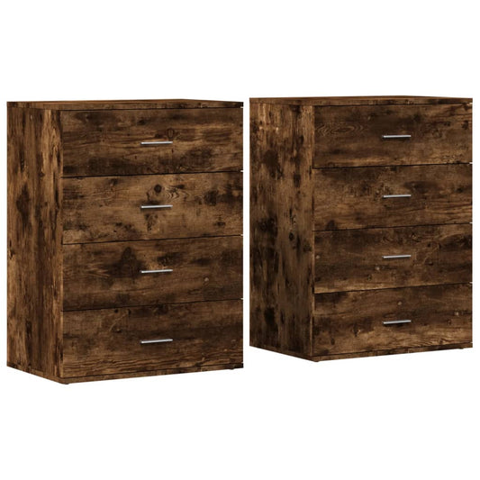 vidaXL Sideboards 2 pcs Smoked Oak 60x39x80 cm Engineered Wood