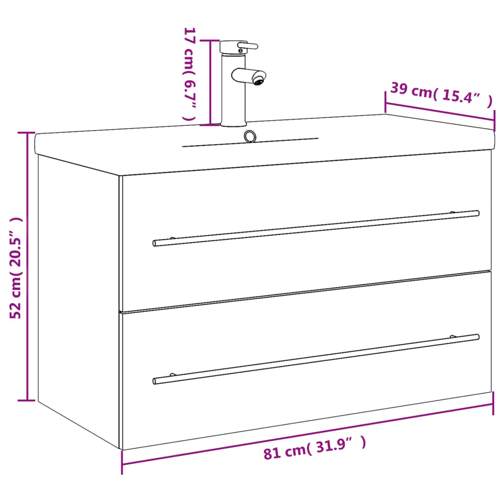 vidaXL Bathroom Sink Cabinet | White | Engineered wood | 80 x 38.5 x 48 cm