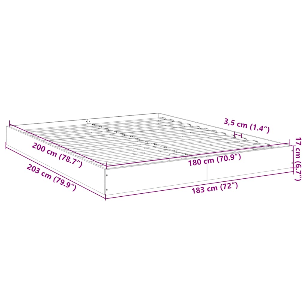 vidaXL Bed Frame without Mattress White 180x200 cm Engineered Wood