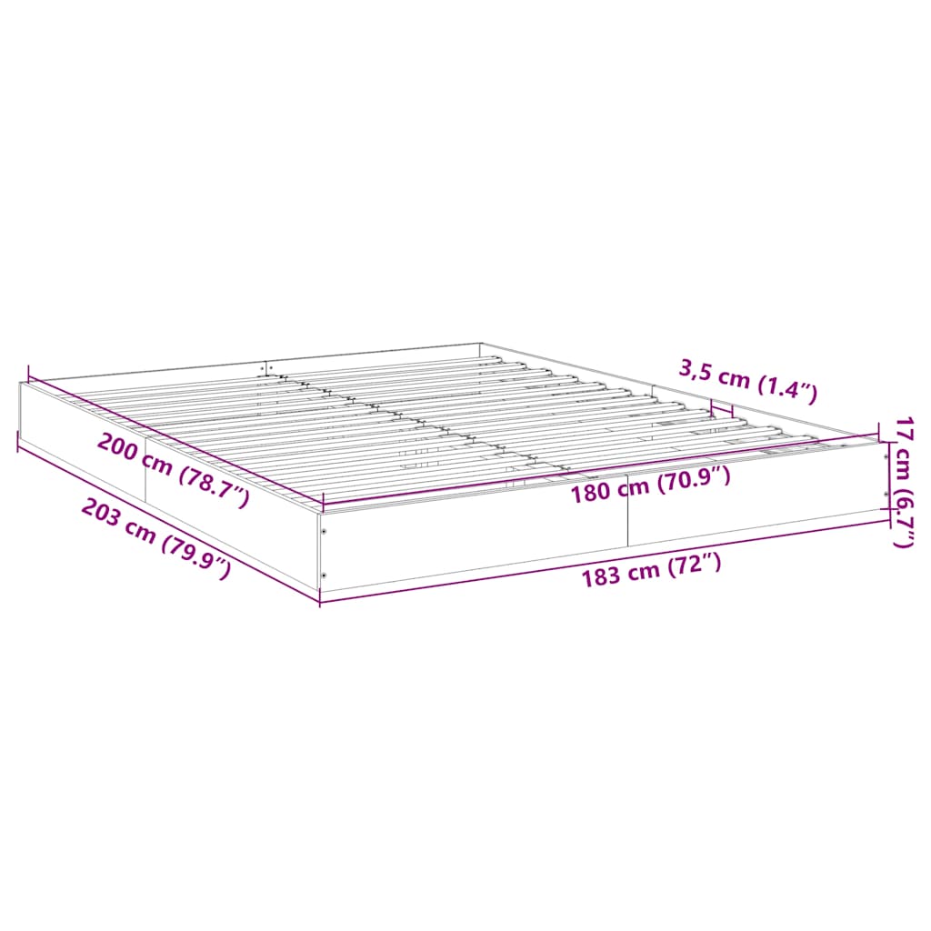 vidaXL Bed Frame without Mattress Sonoma Oak 180x200 cm Engineered Wood