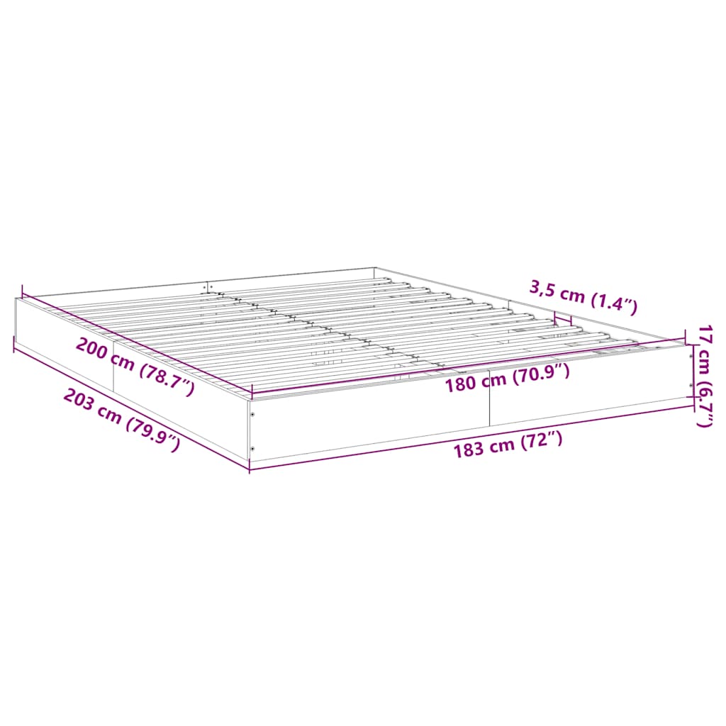 vidaXL Bed Frame without Mattress Smoked Oak 180x200 cm Engineered Wood