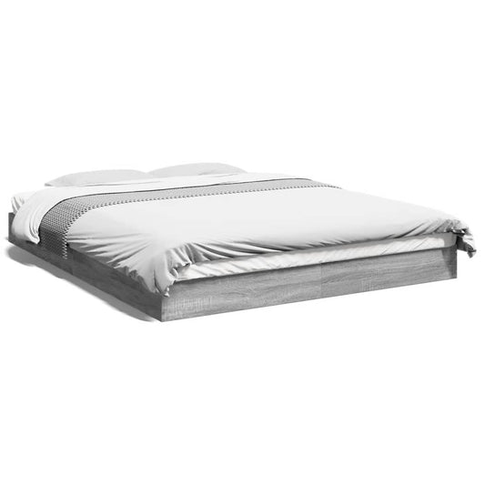 vidaXL Bed Frame without Mattress Grey Sonoma 160x200 cm Engineered Wood